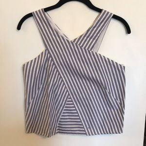 Zara Blue & White French Stripe Top  Sz XS NWOT